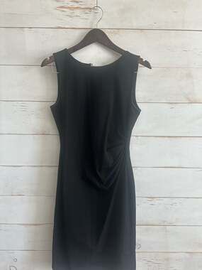 Kenneth Cole New York Black Sleeveless Ruched Side Sheath Dress with Exposed Bac